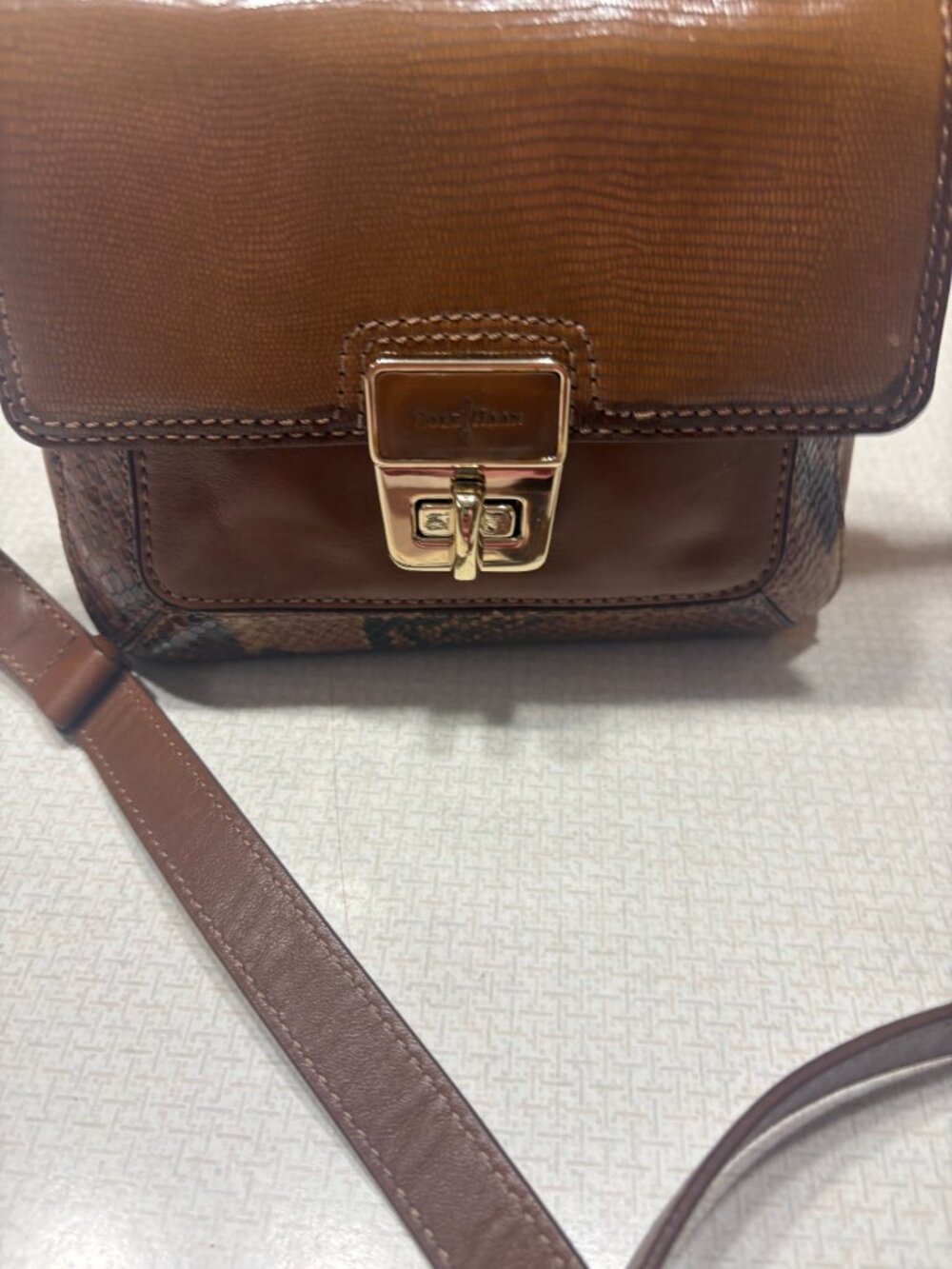 NWT Brown & Snake Print Leather Cole Haan Crossbody